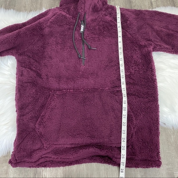 VS Pink Maroon Half Zip Teddy Pullover Cozy Hoodie - Picture 10 of 10